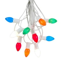 Novelty Lights 25 Foot C7 Ceramic Christmas Light Set, Hanging String Lights, White Wire Multi
