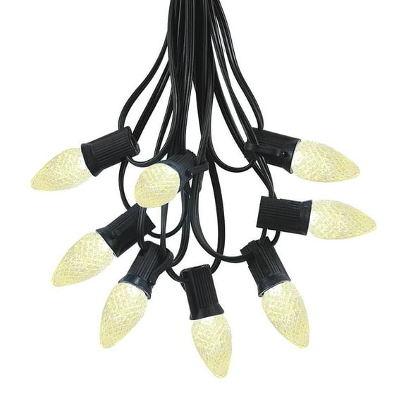 Novelty Lights 25 Foot C7 LED Outdoor Lighting Patio Christmas String Lights, Warm White, Black Wire, 25 Bulbs