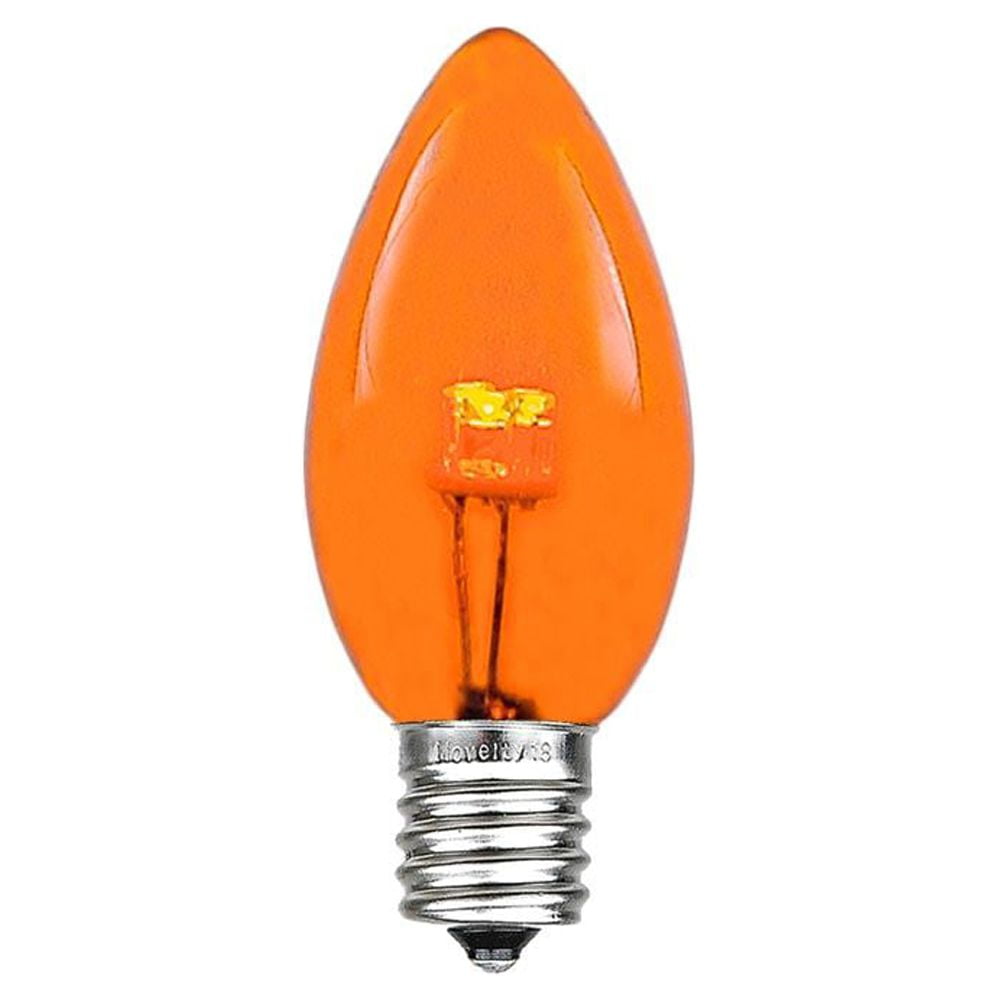 Novelty Lights 25 Pack C7 LED Outdoor Patio Party Christmas Replacement Bulbs, Orange (Amber), 3
