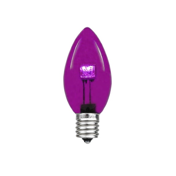 Novelty Lights 25 Pack C7 LED Outdoor Patio Party Christmas Replacement Bulbs, Warm White Purple