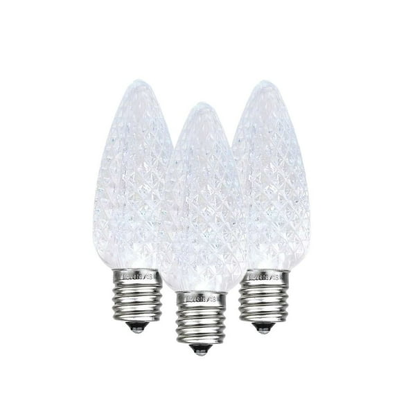 Novelty Lights 25 Pack C7 LED Twinkle Outdoor Christmas Replacement Bulbs, Warm White, C7/E12 Base White