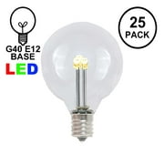 Novelty Lights 25 Pack G40 LED Outdoor String Light Patio Globe Replacement Bulbs, Warm White, 3 LED's Per Bulb, Energy Efficient