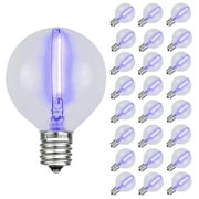 Novelty Lights 25 Pack G50 LED Glass Filament Outdoor Patio Globe Replacement Bulbs, Halloween Décor, Black Light, E17/C9 Base, .06 Watt