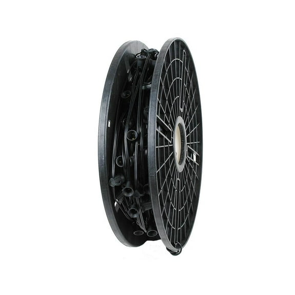 Novelty Lights 250 Feet C7/E12 Candelabra Base Christmas Bulk Spool, Vintage Holiday Hanging Light String, 12" Spacing, SPT-1 18 Gauge Black Wire