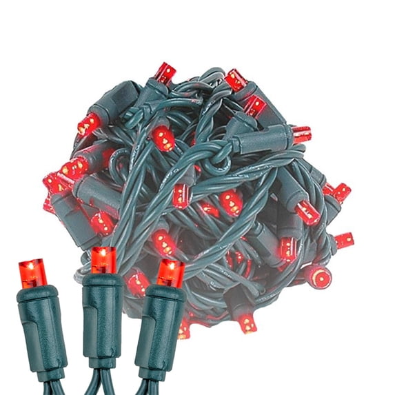 Novelty Lights 25FT 50 Light LED Red, Outdoor String Lights, Corded Electric, Dimmable
