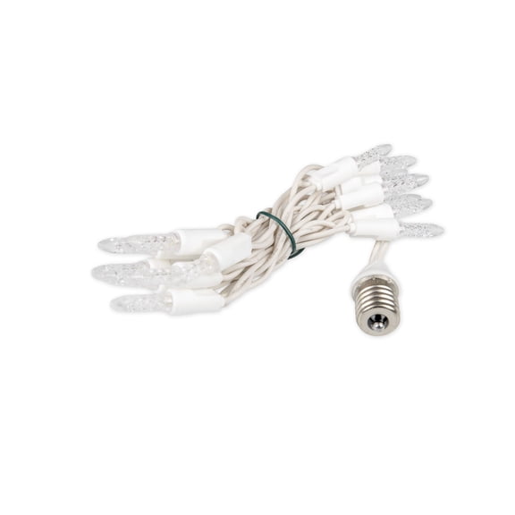 Novelty Lights 3.5ft LED C9 Icicle Drop, 15 Pure White Mini Lights on White Wire, 2.5-inch Spacing, Standard E17 Threaded Connection, Indoor/Outdoor