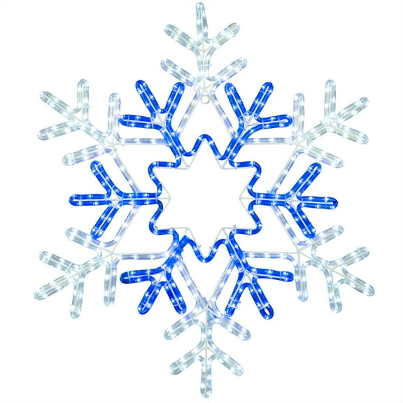 Novelty Lights 30" Pure White/Blue Christmas LED Snowflake Sculpture, Made With LED Rope Light