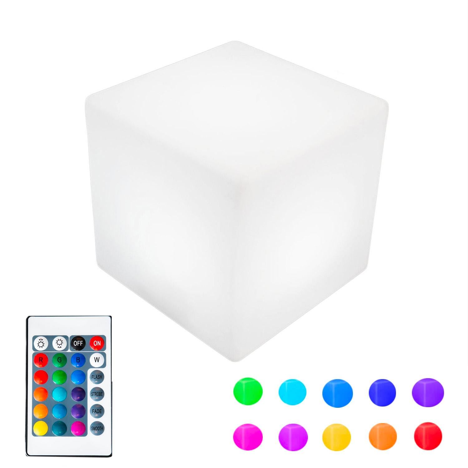 Novelty Lights 4" LED Plastic 3D Glow Cube Chair Light, Waterproof Rechargeable Color Changing Party Cube with Remote, Great for Home Patio Restaurant Lighting - image 1 of 2