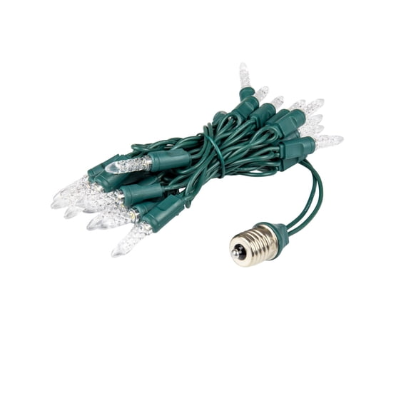 Novelty Lights 5.5ft LED C9 Icicle Drop, 25 Pure White Mini Lights on Green Wire, 2.5-inch Spacing, Standard E17 Threaded Connection, Indoor/Outdoor