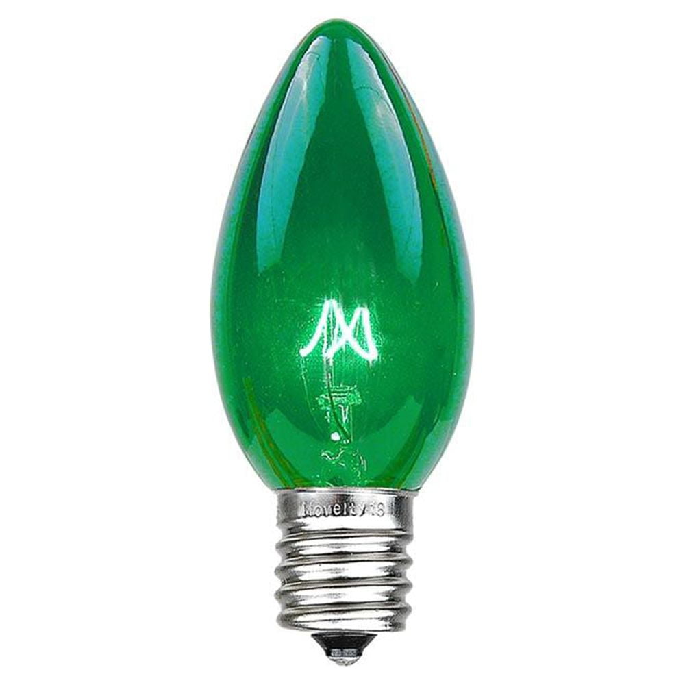 Novelty Lights 5 Pack C7 Outdoor Christmas Replacement Bulbs, Green, C7