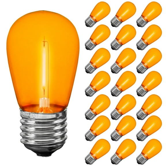 Novelty Lights 5 Pack Orange S14 LED Globe Light Bulb, 1 Watt