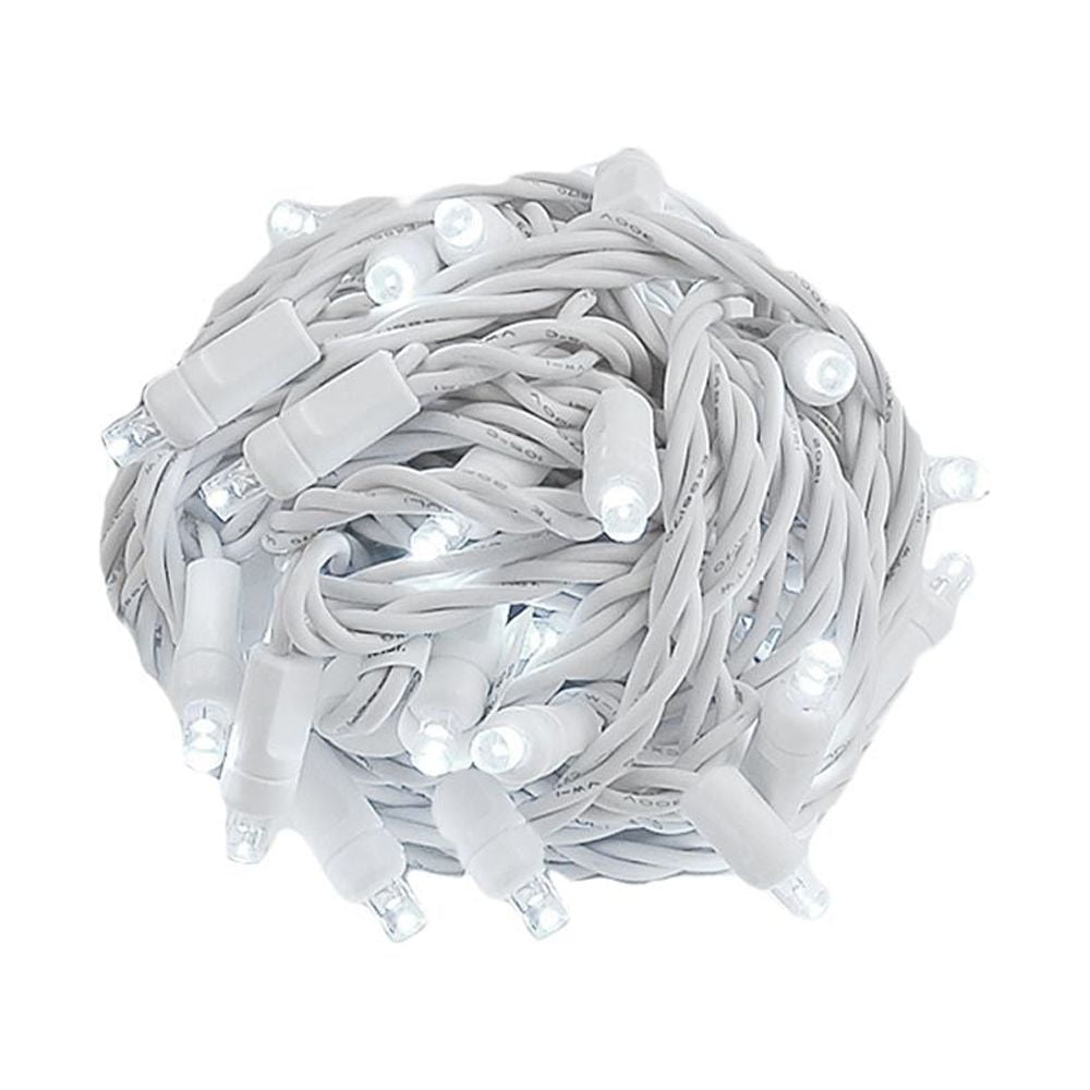 Novelty Lights 50 Light Pure White LED Christmas Mini Light Set (White Wire, 25 Feet)