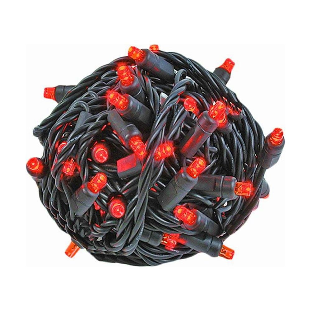 Novelty Lights 50 Commercial LED Christmas Lights (Red), 25 Feet w/ 6