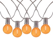 Novelty Lights 25 Feet Orange Fall Thanksgiving LED G40 Globe Plastic Shatterproof Outdoor Patio String Lights, Brown Wire