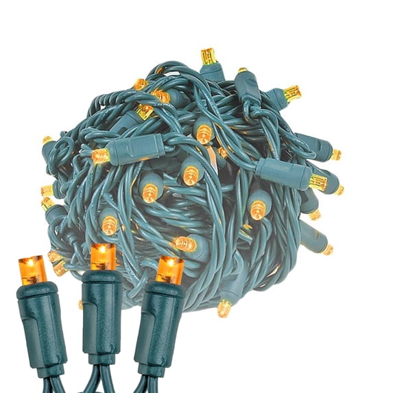 Novelty Lights 50 Light Outdoor LED String Lights, 11 Ft, Orange, Energy Efficient