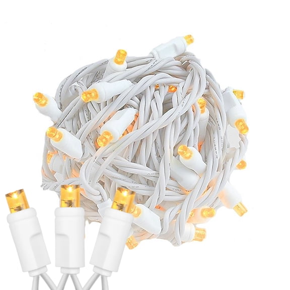 Novelty Lights 50 Light Amber LED Christmas Mini Light Set (White Wire, 25 Feet)