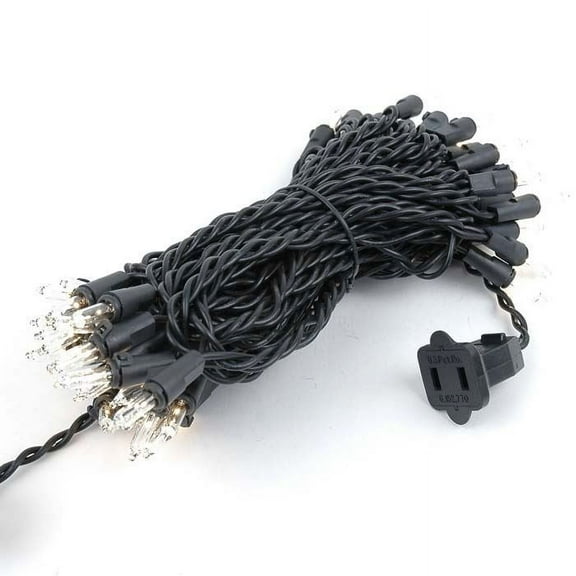 Novelty Lights 50 Light Clear Christmas Mini String Light Set, Black Wire, Indoor/Outdoor UL Listed, 25' Long