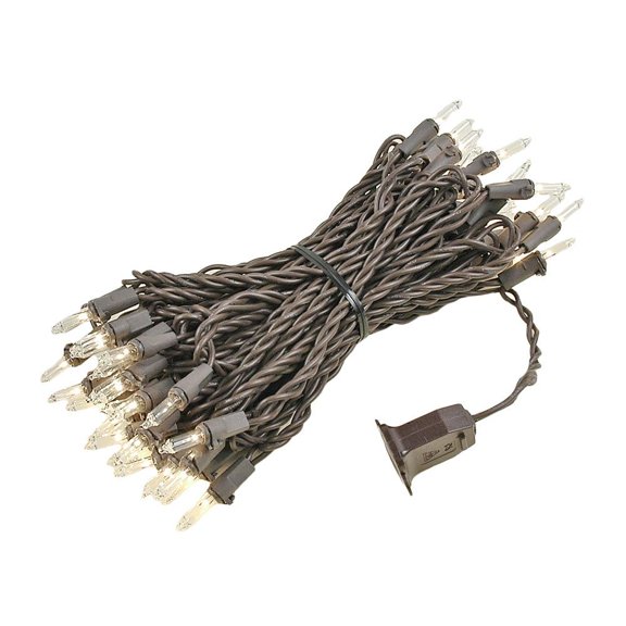 Novelty Lights 50 Light Christmas Mini Light Set, 25' Long Brown