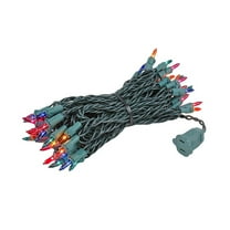 Novelty Lights 50 Light Christmas Mini Light Set, Green Wire, 25' Long Multi