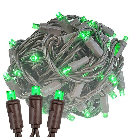 Novelty Lights 50 Light Green LED Christmas Mini Light Set (Brown Wire, 25 Feet)