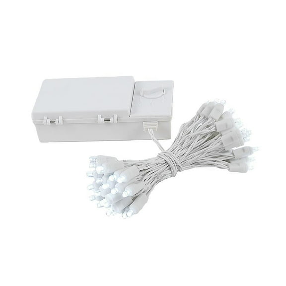 Novelty Lights 50 Light LED Battery Christmas Mini Light Set, White Wire, 18' Long White
