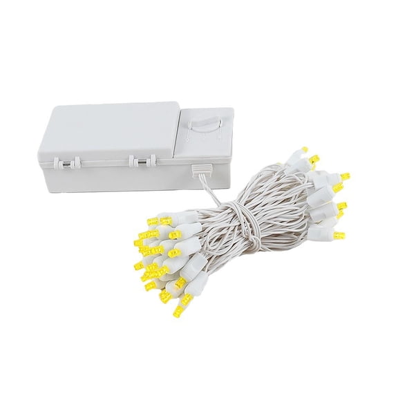 Novelty Lights 50 Light LED Battery Christmas Mini Light Set, White Wire, 18' Long Yellow