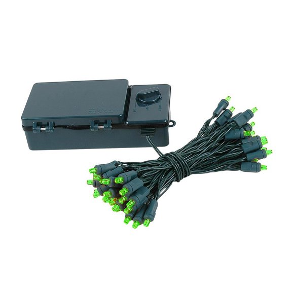 Novelty Lights 50 Light LED Battery Operated Christmas Mini Light Set, Green, Green Wire, 18' Long