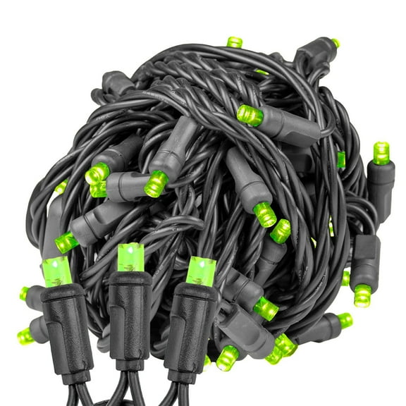 Novelty Lights 50 Light Lime Green LED Christmas Mini Light Set (Black Wire, 25 Feet)