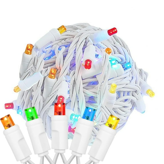 Novelty Lights 50 Light Multi LED Christmas Mini Light Set (White Wire, 25 Feet)