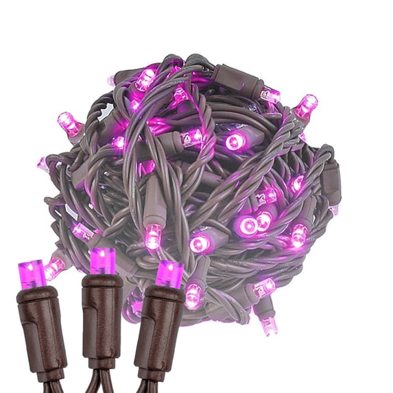 Novelty Lights 50 Light Pink LED Christmas Mini Light Set (Brown Wire, 25 Feet)