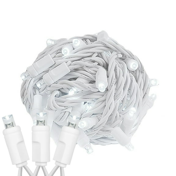 Novelty Lights 50 Light Pure White LED Christmas Mini Light Set (White Wire, 25 Feet)