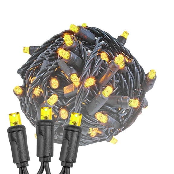 Novelty Lights 50 Light Yellow LED Christmas Mini Light Set (Black Wire, 25 Feet)