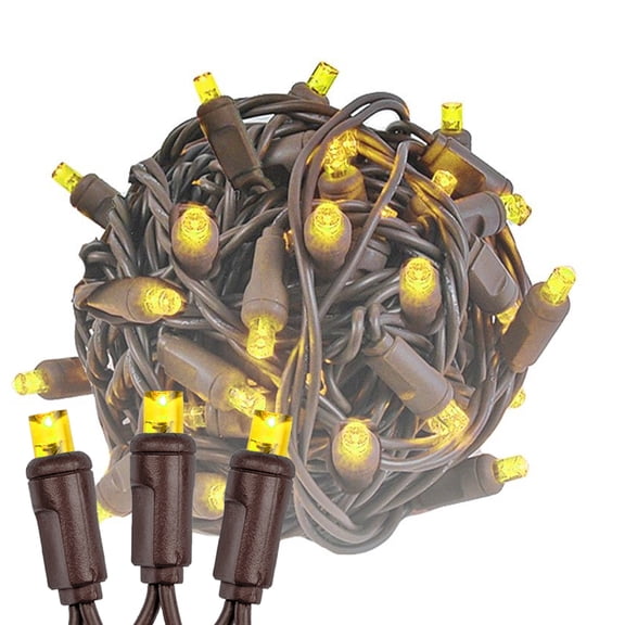 Novelty Lights 50 Light Yellow LED Christmas Mini Light Set (Brown Wire, 11 Feet)