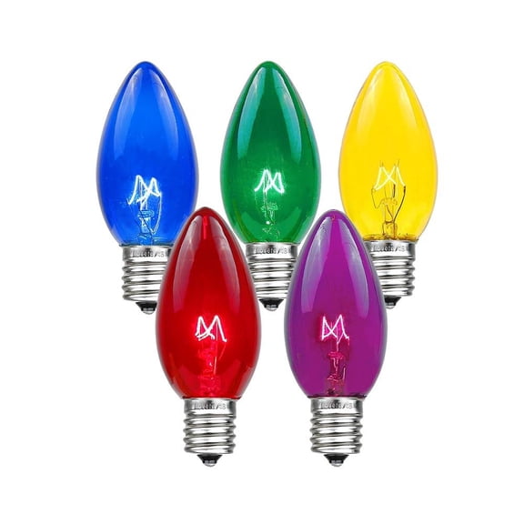 Novelty Lights 500 Case C7 Outdoor Christmas Replacement Bulbs, Multi, C7/E12 Candelabra Base, 5 Watt, 500 Bulbs