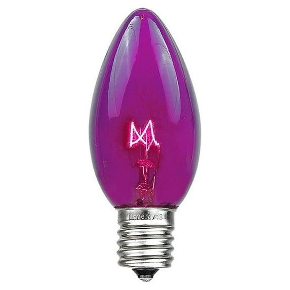 Novelty Lights 500 Case C7 Outdoor Christmas Replacement Bulbs, Purple, C7/E12 Candelabra Base, 5 Watt, 500 Bulbs