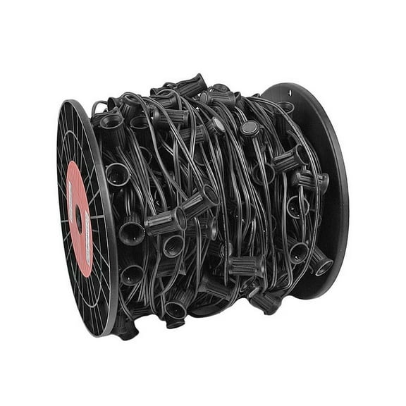 Novelty Lights 500 Feet C9 Outdoor Magnetic Christmas Stringer, Intermediate Base (C9/E17), 12" Spacing, Black Wire