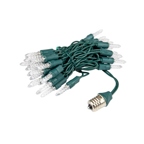 Novelty Lights 7.5ft LED C9 Icicle Drop, 35 Warm White Mini Lights on Green Wire, 2.5-inch Spacing, Standard E17 Threaded Connection, Indoor/Outdoor