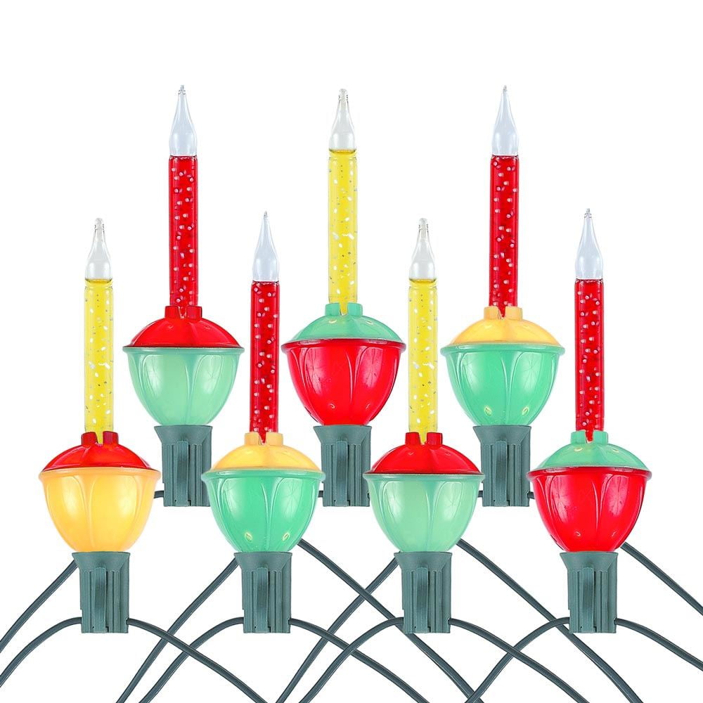 Novelty Lights 7 Light Traditional Christmas Bubble Light Set, Red and