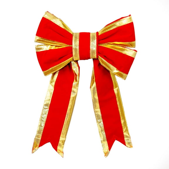 Novelty Lights 8" Red w/Gold Trim 3D Christmas Bow