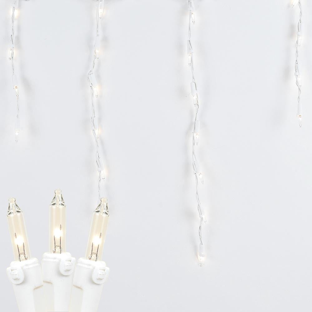 Novelty Lights 9 Foot Clear Outdoor Christmas Icicle Light Set, White