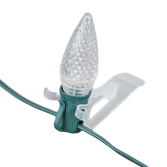 Novelty Lights 39032 Clear All in One Christmas Light Clip, C7/C9 Base, Mini Lights, Shingle and Gutter Mount, 25 Pack