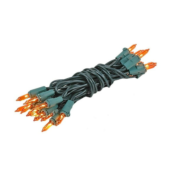 Novelty Lights Amber/Orange 20 Light Incandescent Craft Mini Christmas String Lights Green Wire 8.5 feet