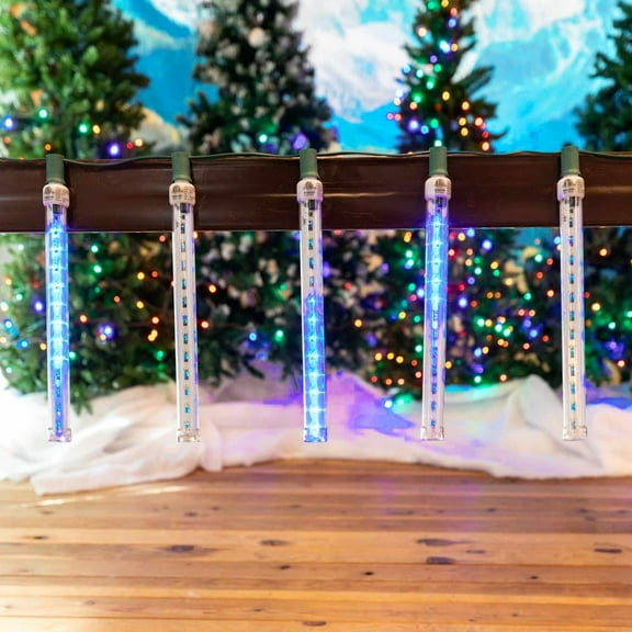 Novelty Lights Blue 12" LED Cascading Meteor Starfall Tube Icicle Light Pack of 5