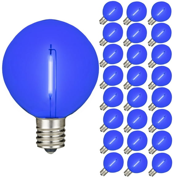 Novelty Lights 1W Blue G50 LED Globe Light Bulbs, 25-Pack