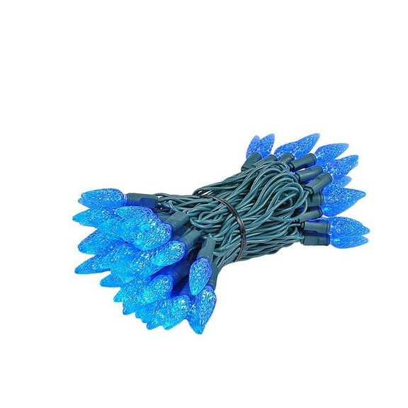 Novelty Lights C6 Coaxial 4-Pack 24 Feet 70 TrueTwinkle® Blue LED Christmas String, Commercial Grade Green Wire