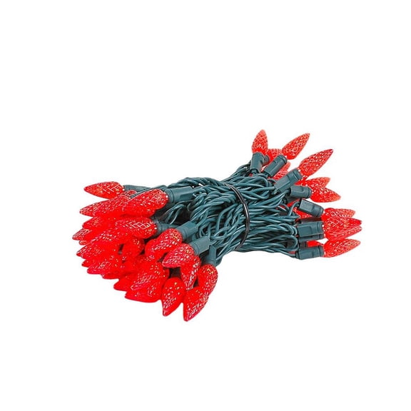 Novelty Lights C6 Coaxial 4-Pack 24 Feet 70 TrueTwinkle® Red LED Christmas String, Commercial Grade Green Wire