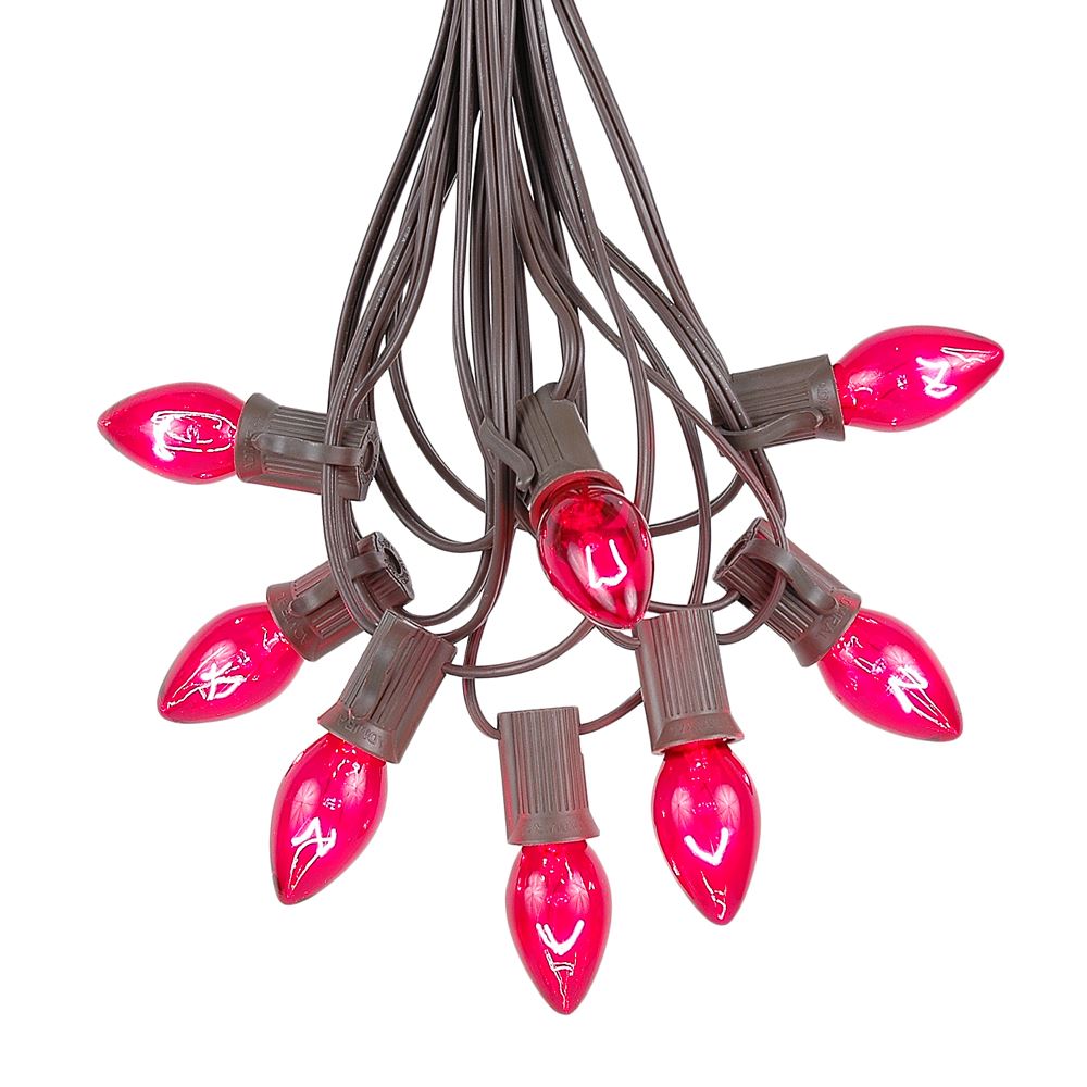 Novelty Lights C7 Pink Christmas Lights Set Indoor/Outdoor Christmas