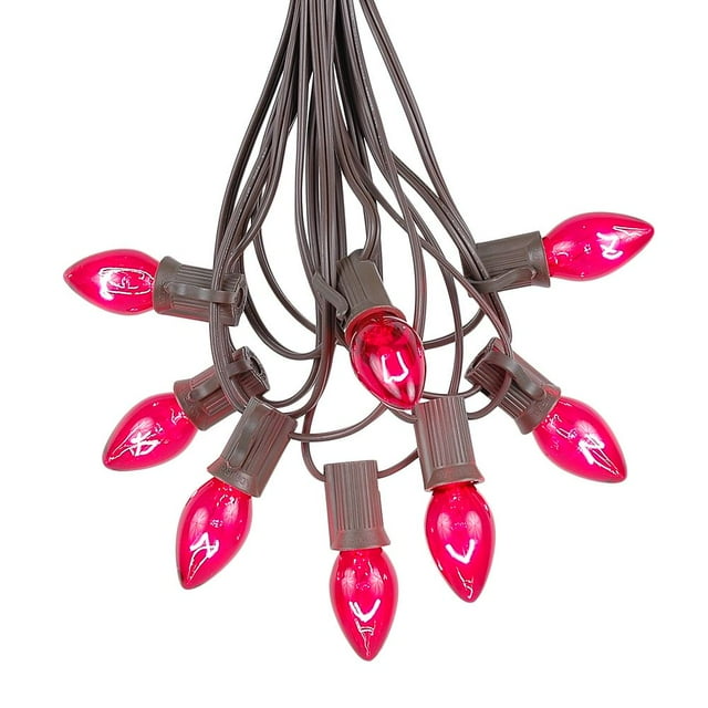 Novelty Lights C7 Pink Christmas Lights Set Indoor/Outdoor Christmas