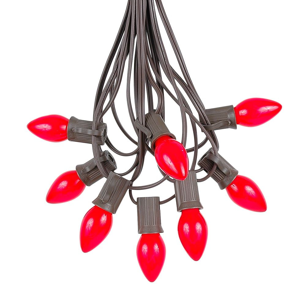 Novelty Lights C7 Red Ceramic Christmas Lights Set Indoor/Outdoor