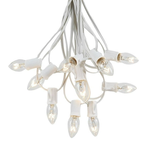 Novelty Lights C7 Twinkle Christmas Lights Set - Indoor/Outdoor Christmas Light String - Christmas Tree Lights - Hanging Christmas Lights - Outdoor Patio String Lights - White Wire - 25 Foot